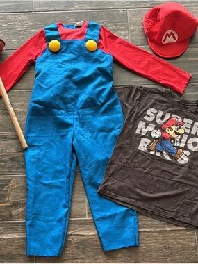 Classic Blue and Red Super Mario Kids Costume - Iconic Game Character Outfit